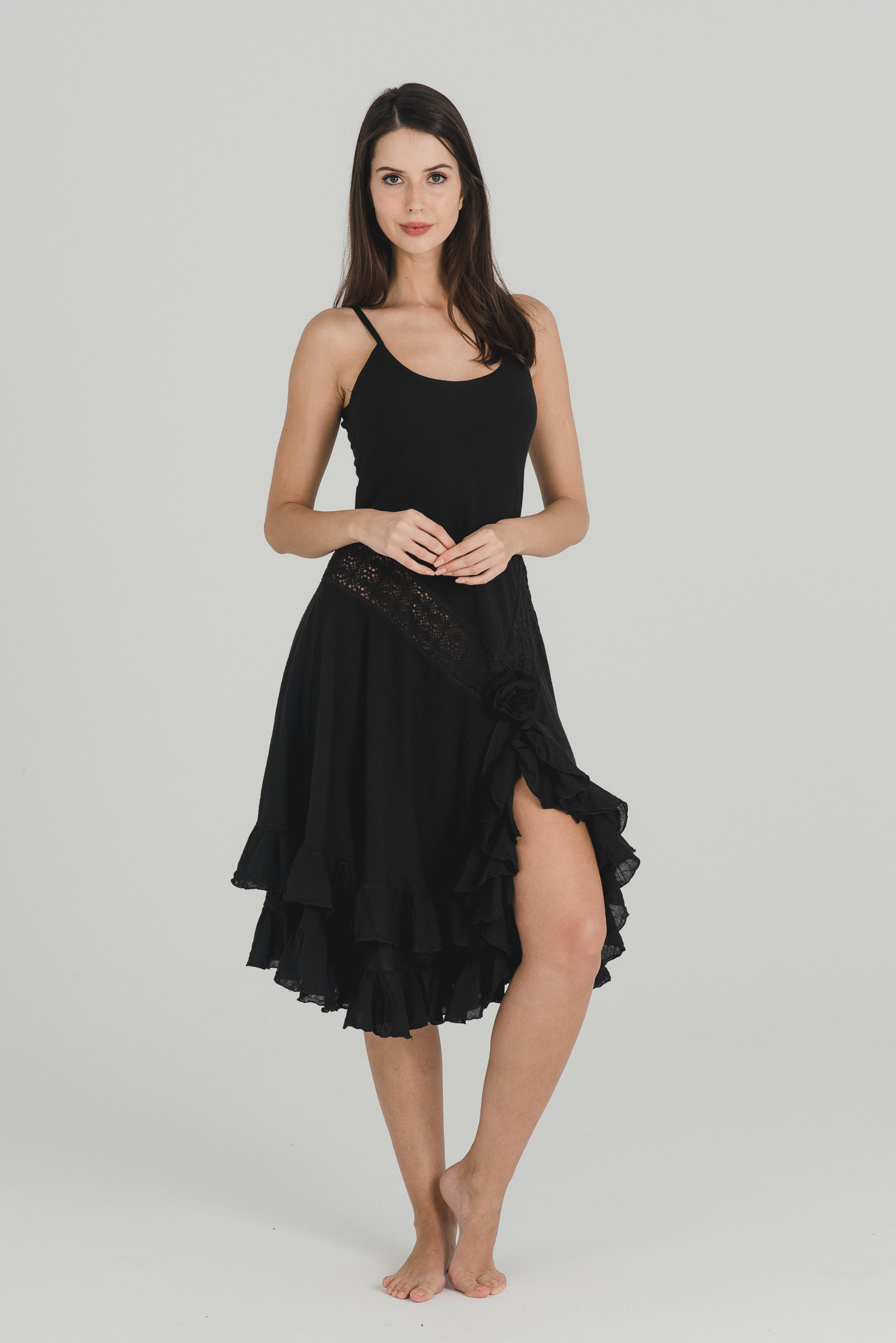 Vestido midi Marta negro | Pepabonett Vestidos ibicencos